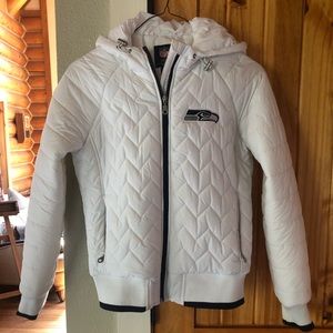 White puffy Seahawks jacket
